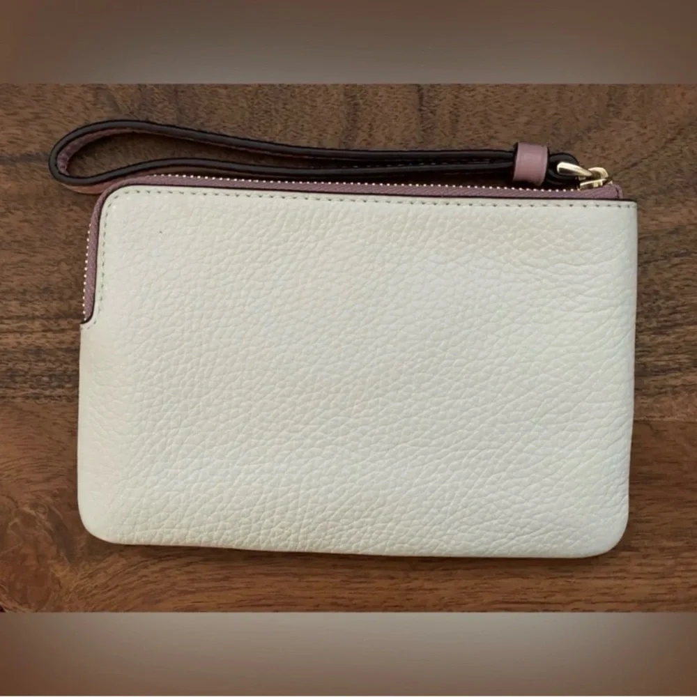 Coach Ivory and Pink Heart Wristlet